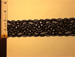 LST-REG-208-BLACK. STRETCH LACE 2 INCH WIDE