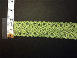 LST-REG-208-GREEN. STRETCH LACE 2 INCH WIDE