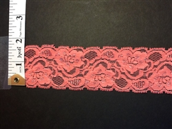 LST-REG-209-CORAL. STRETCH LACE 2 INCH WIDE