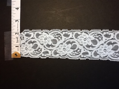 LST-REG-209-WHITE. STRETCH LACE 2 INCH WIDE