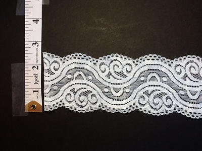 LST-REG-209-WHITE1. STRETCH LACE 2 INCH WIDE