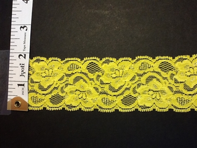 LST-REG-209-YELLOW. STRETCH LACE 2 INCH WIDE