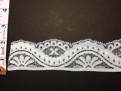 LST-REG-211-WHITE1.  STRETCH LACE 2 INCH WIDE