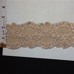 LST-REG-214-CAMEL.  STRETCH LACE 2 INCH WIDE