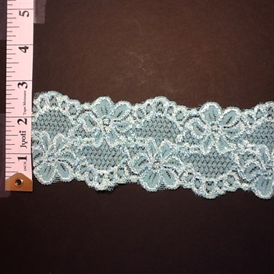 LST-REG-214-OCEANGREEN.  STRETCH LACE 2 INCH WIDE