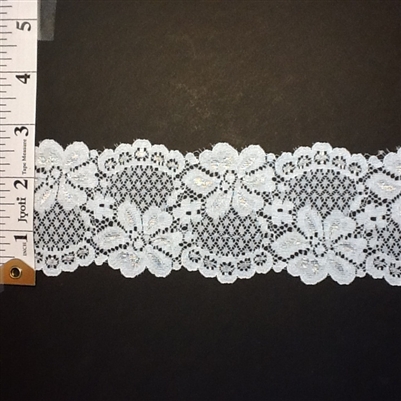 LST-REG-214-WHITE.  STRETCH LACE 2 INCH WIDE