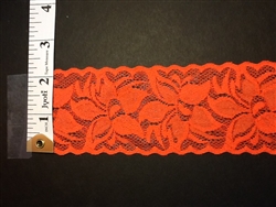 LST-REG-215-ORANGE.  STRETCH LACE 2 INCH WIDE