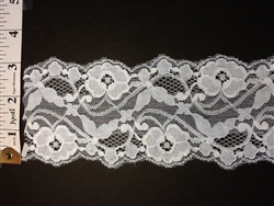 LST-REG-304-WHITE.  STRETCH LACE 3 INCH WIDE - WHITE