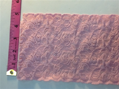 LST-REG-502-PINK.  STRETCH LACE 5 INCH WIDE - PINK