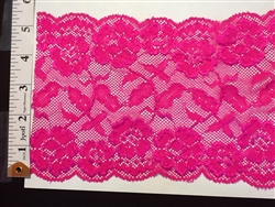 LST-REG-621-FUCHSIA.  STRETCH LACE 6 INCH WIDE - FUCHSIA