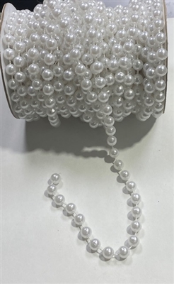 PRL-STR-010-8MM-WHITE. Pearl On A String - White  8 MM (Approx. 3/8") Wide