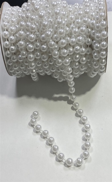 PRL-STR-010-8MM-WHITE. Pearl On A String - White  8 MM (Approx. 3/8") Wide