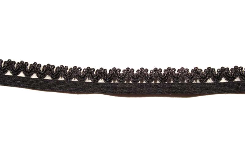 RBN-FOV-102-BLACK.  Foldover Elastic - 0.5 Inch - Black