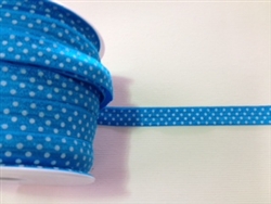 RBN-FOV-103-POLKADOT-BLUE.  ELASTIC FOLD-OVER POLKA DOT BLUE - 5/8 INCH WIDE