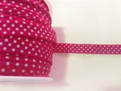 RBN-FOV-103-POLKADOT-FUCHSIA.  ELASTIC FOLD-OVER POLKA DOT FUCHSIA - 5/8 INCH WIDE