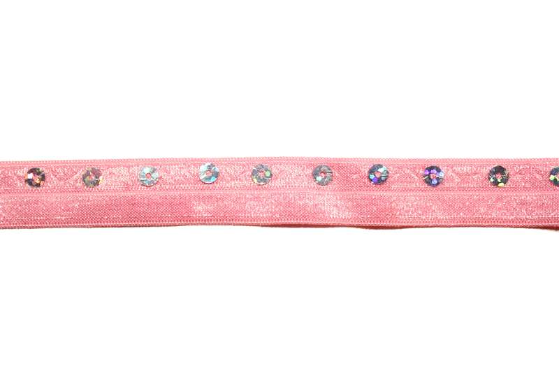 RBN-FOV-105-PINK.  Foldover Elastic - 0.5 Inch - Pink