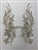 RHS-APL-080-SILVER-PAIR.  Sew-On Silver Crystal Rhinestone Applique with Silver Beads -  14 X 5  Inches Each - One Pair