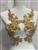 RHS-APL-081-GOLD-PAIR.  Sew-On Clear Crystal Rhinestone Applique with Gold Beads -  15 X 6  Inches Each Applique - Sold as Pair