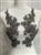 RHS-APL-081-GRAY-PAIR.  Sew-On Gray Crystal Rhinestone Applique with Gray Beads -  15 X 6  Inches Each Applique - Sold as Pair