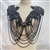 RHS-APL-082-BLACK-BODICE.  Sew-On Black Crystal Rhinestone Bodice Applique with Black Beads -  18.5"  X 17.5"
