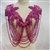RHS-APL-082-FUCHSIA-BODICE.  Sew-On Fuchsia Crystal Rhinestone Bodice Applique with Fuchsia Beads -  18.5"  X 17.5"