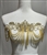 RHS-APL-083-CLEARGOLD. Clear Crystal Rhinestone Applique with Gold Beads - 14" x 8"