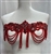 RHS-APL-083-RED  Red Crystal Rhinestone Applique with Red Beads - 14" x 8"