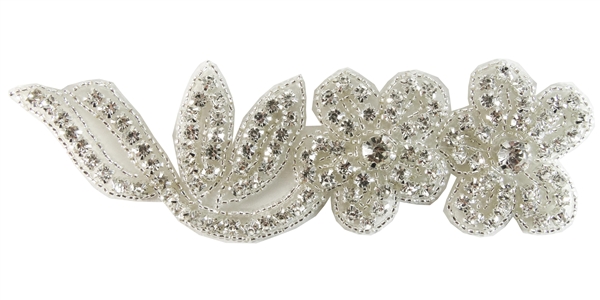 RHS-APL-1397-SILVER.  CRYSTAL RHINESTONE APPLIQUE