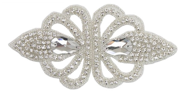 RHS-APL-1493-SILVER.  Crystal Rhinestone Applique