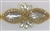 RHS-APL-1507-GOLD. CRYSTAL RHINESTONE APPLIQUE WITH CLEAR STONES AND GOLD BEADS- 4.25 X 2 INCHES