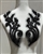 RHS-APL-3315-BLACK-PAIR. Black Crystal Rhinestone Applique with Black Beads on a Shear White Tulle- 12" x 4" Each Piece.