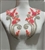 RHS-APL-3315-CORALSILVER-PAIR. Coral and Silver Crystal Rhinestone Applique on a Shear White Tulle- 12" x 4" Each Piece.