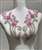 RHS-APL-3315-FUCHSIASILVER-PAIR. Dusty Rose Crystal Rhinestone Applique on a Shear White Tulle- 12" x 4" Each Piece.