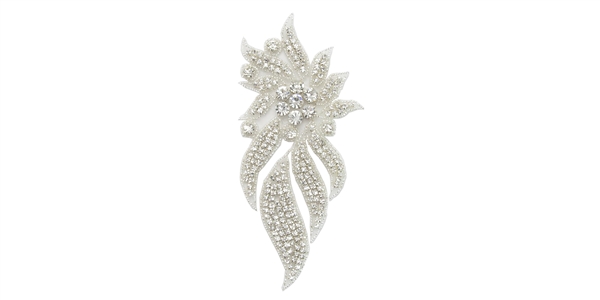 RHS-APL-468L-SILVER.  Crystal Rhinestone Applique - Large