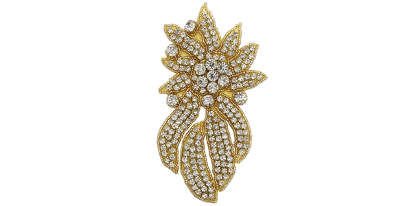 RHS-APL-468S-GOLD.  Crystal Rhinestone Applique - Small