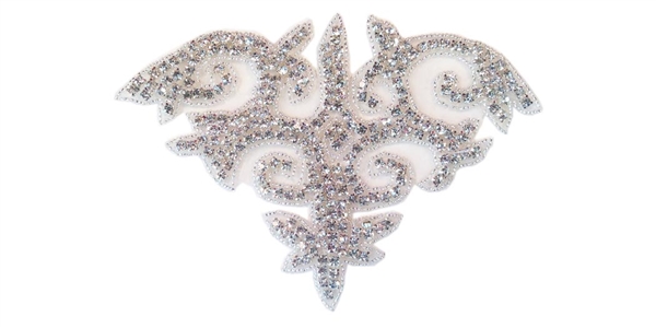 RHS-APL-469-SILVER.  CRYSTAL RHINESTONE APPLIQUE