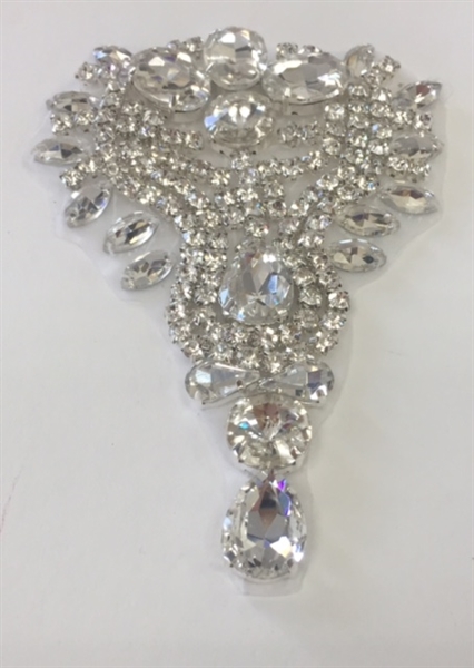 RHS-APL-475-CRYSTAL.  Clear Crystal Rhinestone Applique