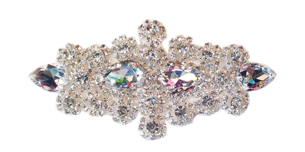 RHS-APL-478-SILVER.  Rhinestone Applique