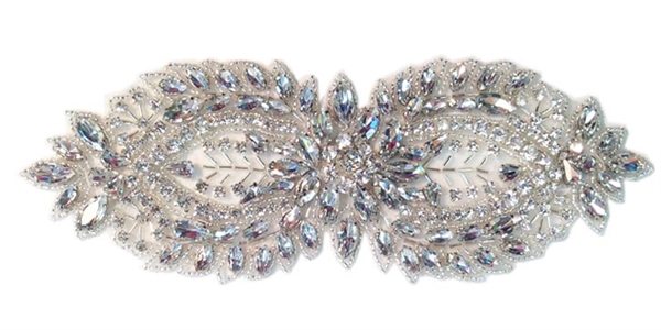 RHS-APL-859-SILVER.  CRYSTAL RHINESTONE HOTFIIX APPLIQUE