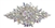 RHS-APL-105-AB.  Glue-On / Sew-On AB Crystal Rhinestone Applique - Silver Metal Backing - 3.5 inch X 7 Inch
