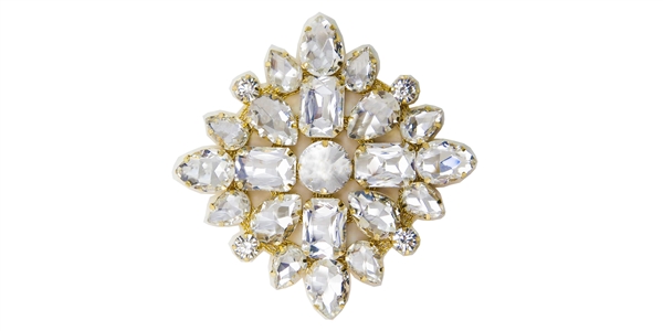 RHS-APL-M115-GOLD.  Rhinestone Applique On Metal - 3 INCH