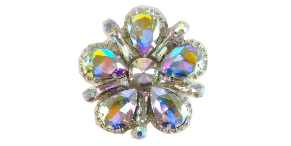 RHS-APL-M116-AB.  AB Rhinestone Applique On Metal - 3 Inch x 3 Inch