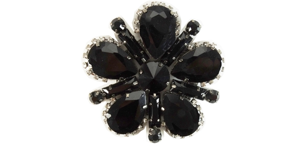 RHS-APL-M116-BLACK.  Rhinestone Applique On Metal