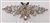 RHS-APL-M125-GREYSILVER.   Glue-On Sew-On Clear and Grey Crystal Rhinestone Applique - With Grey, Rose, and Clear Crystals - 6 x 2.25 Inches