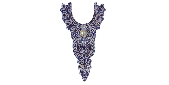 RHS-APL-P087-PURPLE.  ACRYLIC RHINESTONE APPLIQUE - 19" X 8"
