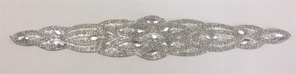 RHS-APL-P091-SILVER. Silver Hot-Fix Iron-On Acrylic Patch Applique - 11.5 x 2 Inches