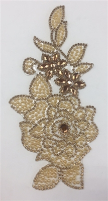 RHS-APL-P094-GOLD. Gold Hot-Fix Iron-On Acrylic Patch Applique - 7 x 3 Inches