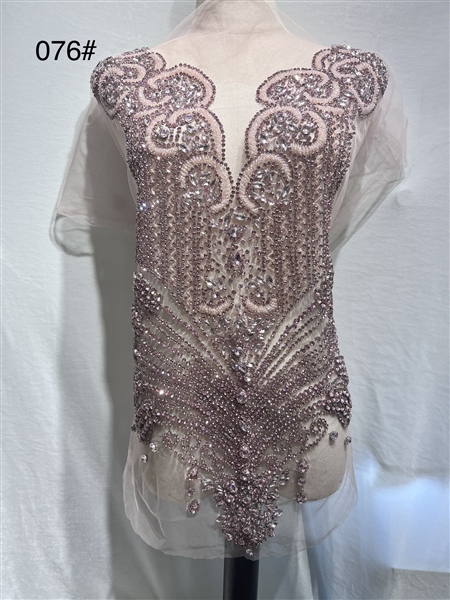 RHS-BOD-076-LILAC. Lilac Crystal Rhinestone Bodice on Tulle - 29" x 15"