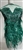 RHS-BOD-W080-EMERALD. Emerald Crystal Rhinestone Bodice with Emerald Beads and Emerald Feathers on a Shear Green Tulle- 15" x 27"
