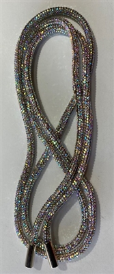 RHS-HOODSTRING-AB.  â€‹Crystal Rope Hoodie Drawstring - Bling Shiny Round Cord with Metal Ends.  56â€ Long.  In Many Magnificent Colors.  Color: AB